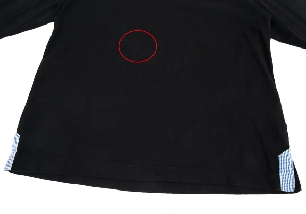 コムデギャルソン オムCOMME des GARCONS HOMME 見返しギンガムチェック切替長袖Tシャツ 黒S K-90189_006