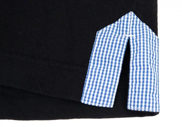 コムデギャルソン オムCOMME des GARCONS HOMME 見返しギンガムチェック切替長袖Tシャツ 黒S K-90189_008