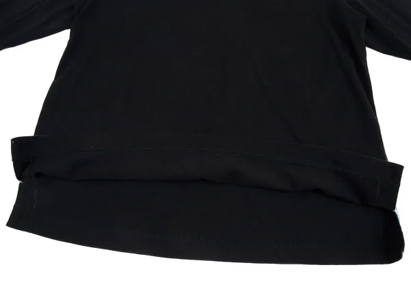 コムデギャルソン オムCOMME des GARCONS HOMME 見返しギンガムチェック切替長袖Tシャツ 黒S K-90189_009