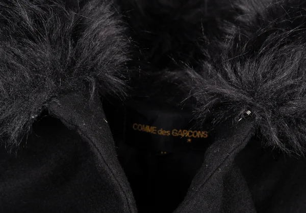 コムデギャルソンCOMME des GARCONSファー襟ドッキングショートジャケット 黒M K-90209_013