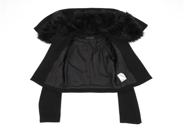 コムデギャルソンCOMME des GARCONSファー襟ドッキングショートジャケット 黒M K-90209_014