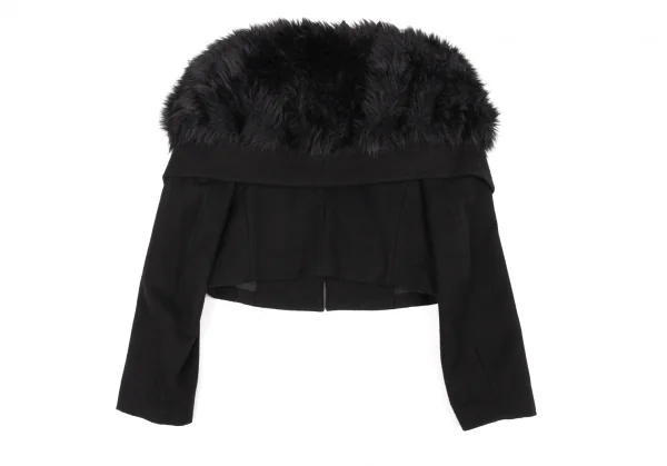 コムデギャルソンCOMME des GARCONSファー襟ドッキングショートジャケット 黒M K-90209_015