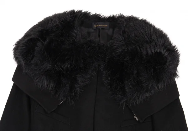 コムデギャルソンCOMME des GARCONSファー襟ドッキングショートジャケット 黒M K-90209_003