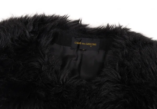 コムデギャルソンCOMME des GARCONSファー襟ドッキングショートジャケット 黒M K-90209_004