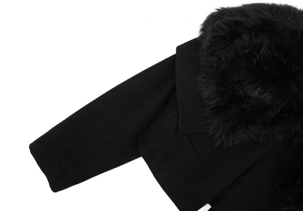 コムデギャルソンCOMME des GARCONSファー襟ドッキングショートジャケット 黒M K-90209_005