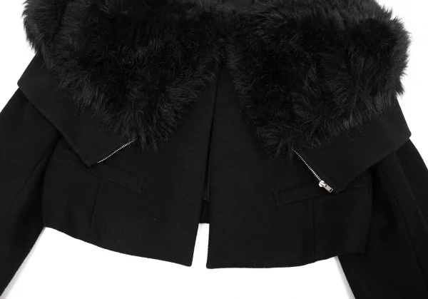 コムデギャルソンCOMME des GARCONSファー襟ドッキングショートジャケット 黒M K-90209_008