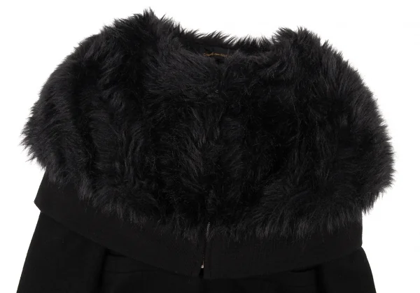 コムデギャルソンCOMME des GARCONSファー襟ドッキングショートジャケット 黒M K-90209_009