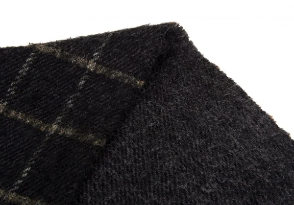 ワイズフォーメンY's for men フリンジチェックマフラー 黒茶 K-90226_003