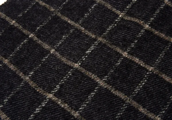 ワイズフォーメンY's for men フリンジチェックマフラー 黒茶 K-90226_004