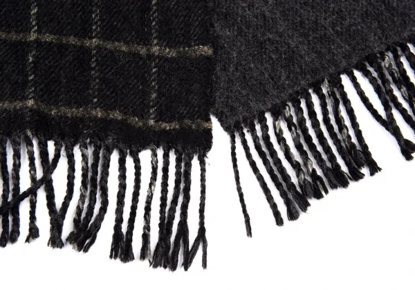 ワイズフォーメンY's for men フリンジチェックマフラー 黒茶 K-90226_005