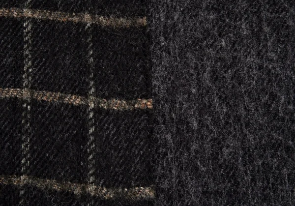 ワイズフォーメンY's for men フリンジチェックマフラー 黒茶 K-90226_006