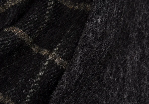 ワイズフォーメンY's for men フリンジチェックマフラー 黒茶 K-90226_007