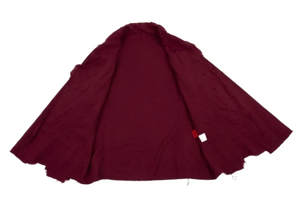 イッセイミヤケ ハートISSEY MIYAKE HaaT コットンカシミヤ継ぎ接ぎデザインジャケット ボルドー2 K-90228_011