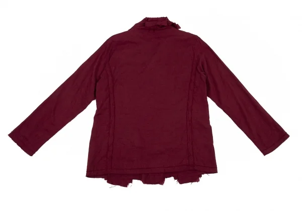 イッセイミヤケ ハートISSEY MIYAKE HaaT コットンカシミヤ継ぎ接ぎデザインジャケット ボルドー2 K-90228_012