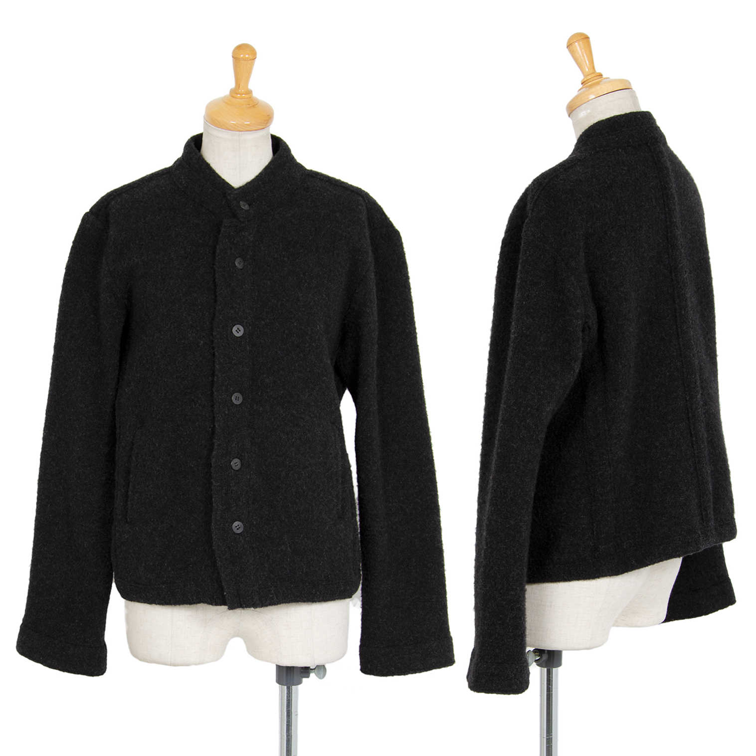イッセイミヤケ ハートISSEY MIYAKE HaaT 圧縮ウールスタンドカラー 