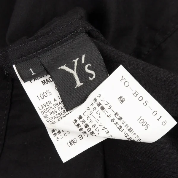 ワイズY's コットンボタンレスブラウス 黒1 K-90235_016