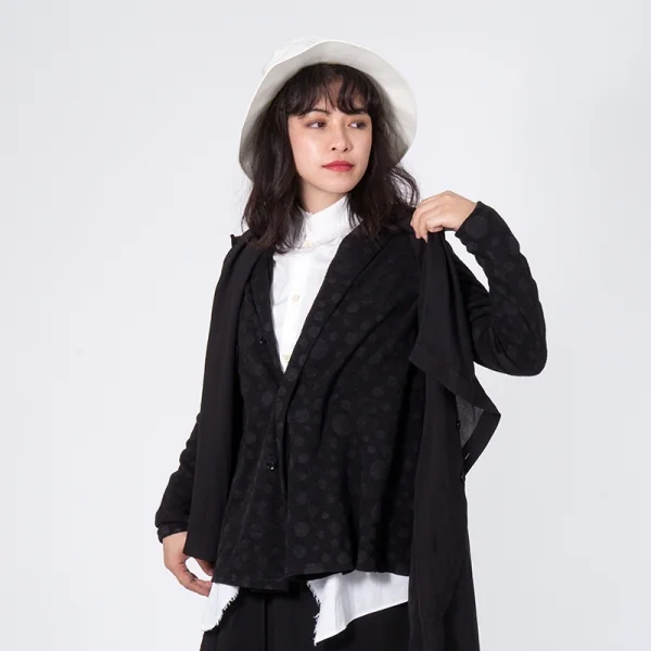 ヨウジヤマモト ノアールYohji Yamamoto NOIR ドットプリントニットジャケット 黒1 K-90273_014