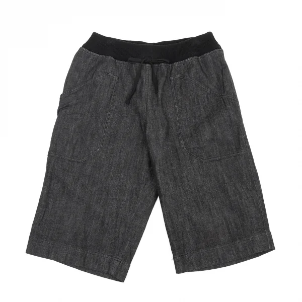 ワイズフォーリビングY's for living リブウエストデニムショートパンツ 黒M位 K-90295_001