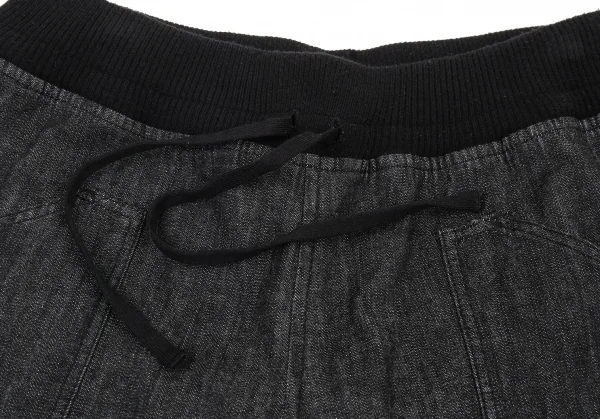 ワイズフォーリビングY's for living リブウエストデニムショートパンツ 黒M位 K-90295_003