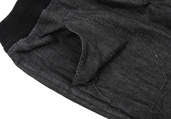 ワイズフォーリビングY's for living リブウエストデニムショートパンツ 黒M位 K-90295_005