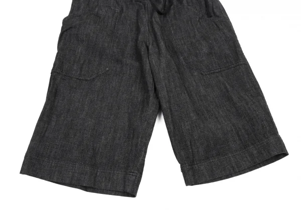ワイズフォーリビングY's for living リブウエストデニムショートパンツ 黒M位 K-90295_006