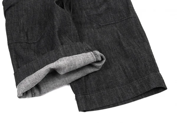 ワイズフォーリビングY's for living リブウエストデニムショートパンツ 黒M位 K-90295_007