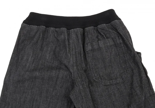 ワイズフォーリビングY's for living リブウエストデニムショートパンツ 黒M位 K-90295_009