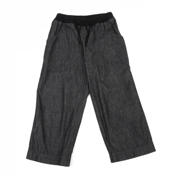 ワイズフォーリビングY's for living リブウエストデニムクロップドパンツ 黒M位 K-90296_001