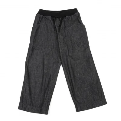 ワイズフォーリビングY's for living リブウエストデニムクロップドパンツ 黒