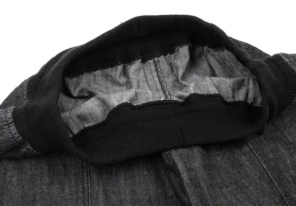 ワイズフォーリビングY's for living リブウエストデニムクロップドパンツ 黒M位 K-90296_004