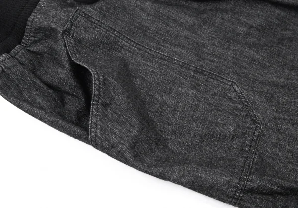 ワイズフォーリビングY's for living リブウエストデニムクロップドパンツ 黒M位 K-90296_005