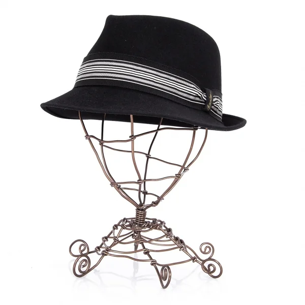 ボルサリーノBorsalino ボーダーリボンフェドラハット 黒62 K-90454_001