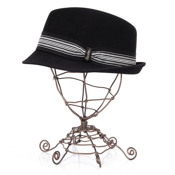 ボルサリーノBorsalino ボーダーリボンフェドラハット 黒62 K-90454_002