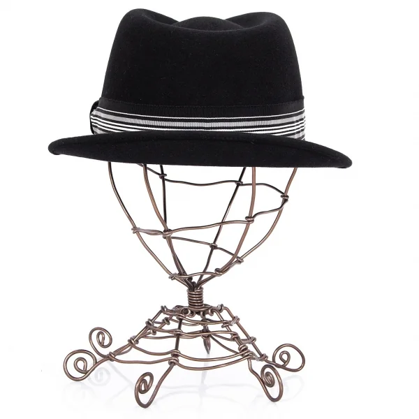 ボルサリーノBorsalino ボーダーリボンフェドラハット 黒62 K-90454_003