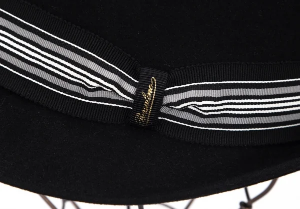 ボルサリーノBorsalino ボーダーリボンフェドラハット 黒62 K-90454_005