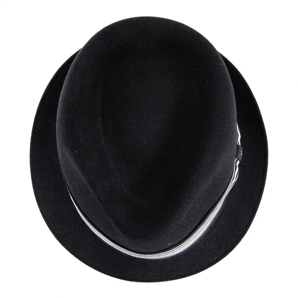 ボルサリーノBorsalino ボーダーリボンフェドラハット 黒62 K-90454_006