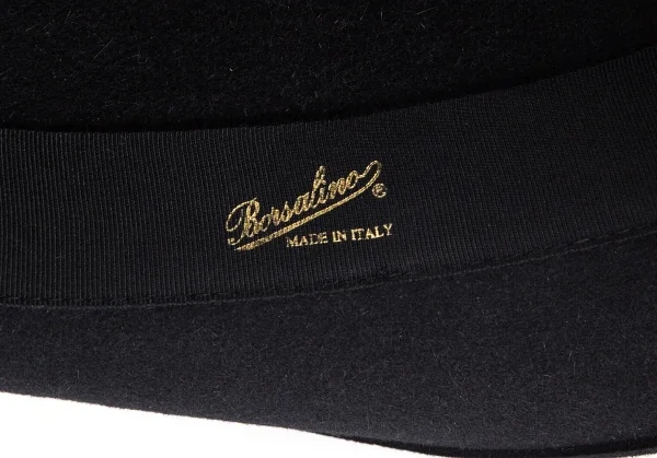 ボルサリーノBorsalino ボーダーリボンフェドラハット 黒62 K-90454_009