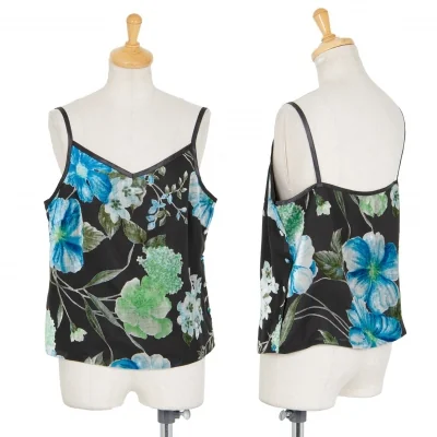 トクコプルミエヴォルTOKUKO 1er VOL ベロアフラワーオパールキャミソール 黒