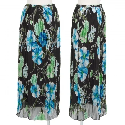 トクコプルミエヴォルTOKUKO 1er VOL フラワーオパールプリーツスカート 黒