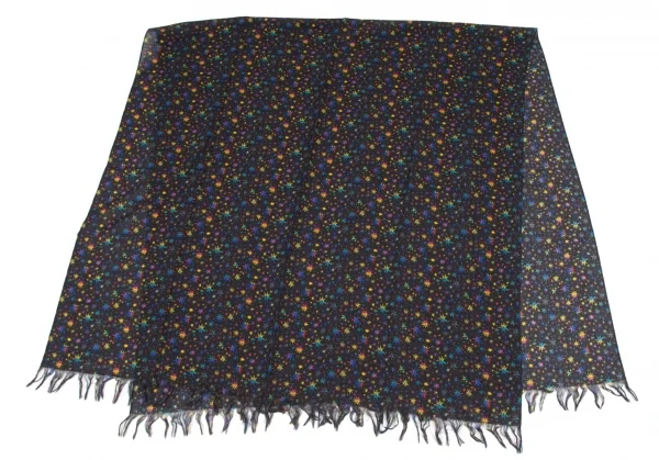 イッセイミヤケISSEY MIYAKE スタープリントフリンジストール 黒黄青 K-90559_002