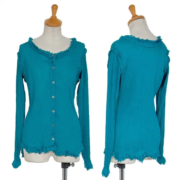 イッセイミヤケミーISSEY MIYAKE me 楊柳二重デザインカーディガン エメラルドF K-90623_001