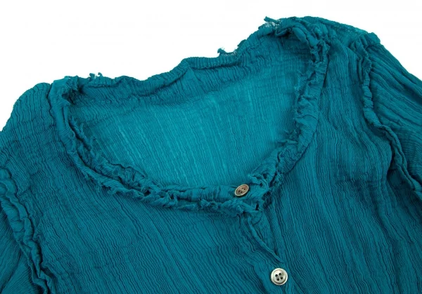 イッセイミヤケミーISSEY MIYAKE me 楊柳二重デザインカーディガン エメラルドF K-90623_004