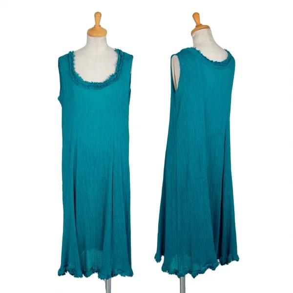 イッセイミヤケミーISSEY MIYAKE me 楊柳二重デザインワンピース エメラルドF K-90624_001