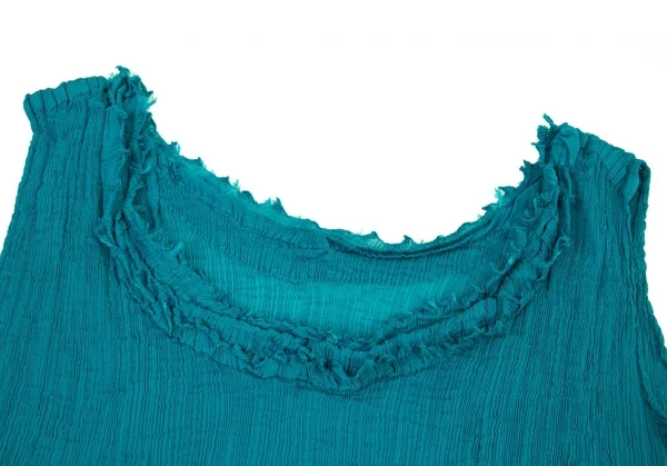 イッセイミヤケミーISSEY MIYAKE me 楊柳二重デザインワンピース エメラルドF K-90624_005