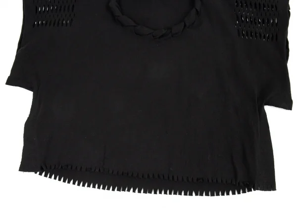 イッセイミヤケISSEY MIYAKE A-POC INSIDE ネックかがりデザインニットトップス 黒2 K-90670_010