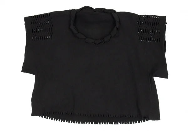 イッセイミヤケISSEY MIYAKE A-POC INSIDE ネックかがりデザインニットトップス 黒2 K-90670_002