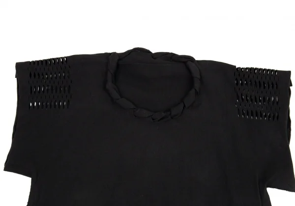 イッセイミヤケISSEY MIYAKE A-POC INSIDE ネックかがりデザインニットトップス 黒2 K-90670_003