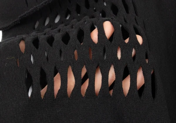 イッセイミヤケISSEY MIYAKE A-POC INSIDE ネックかがりデザインニットトップス 黒2 K-90670_009