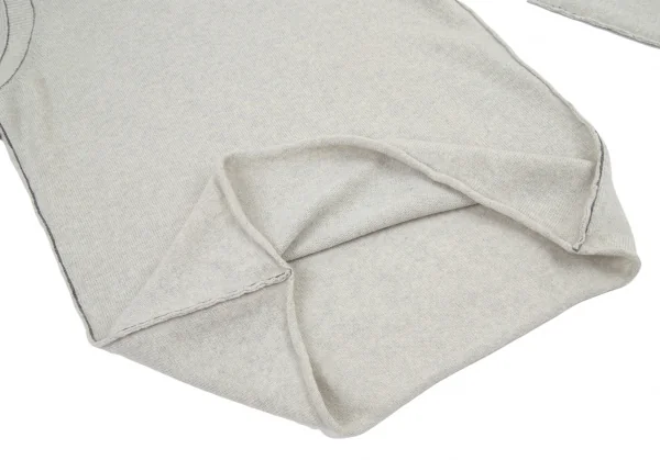 ワイズY's ウールアームホールリブ切替ハイネックニット ライトグレー2 K-90691_010