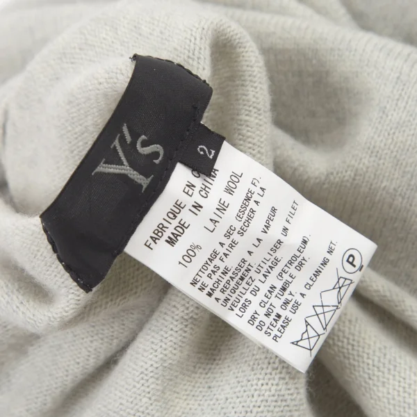 ワイズY's ウールアームホールリブ切替ハイネックニット ライトグレー2 K-90691_014